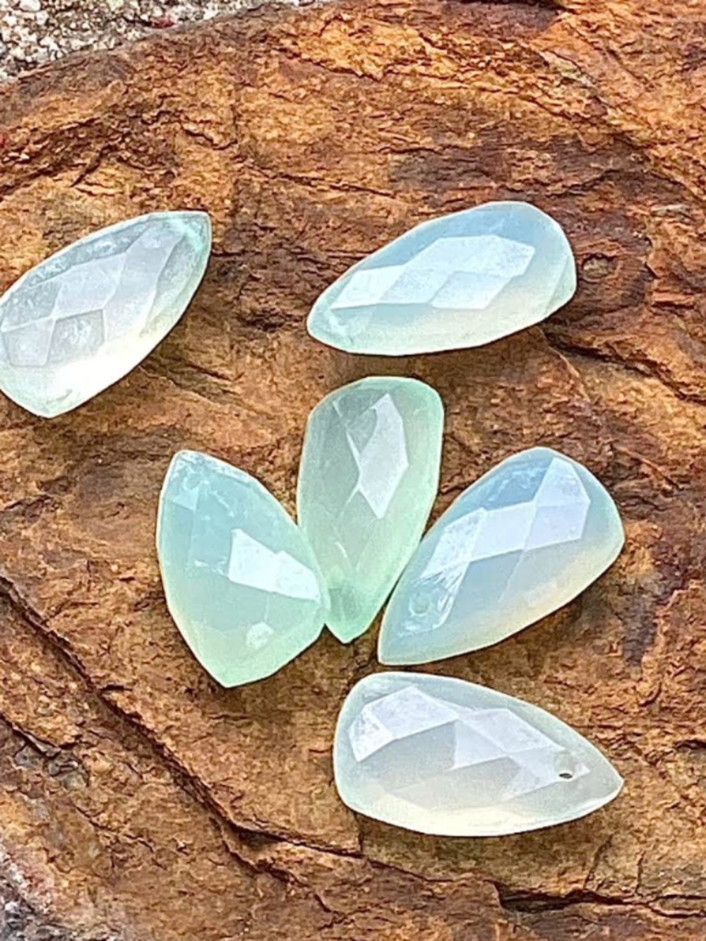 25.25 Carats Blue Chalcedony 6 Piece Bead Set, NWT